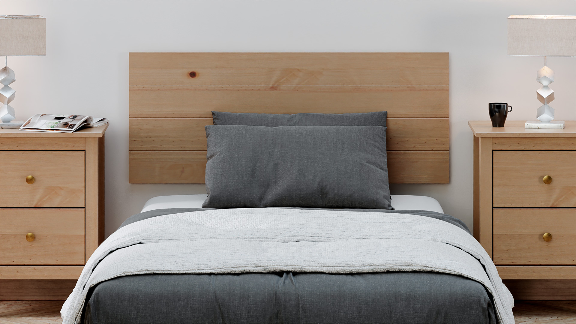  Cabecero Cama Madera Maciza Pino Pintada (110 X 45, Miel)