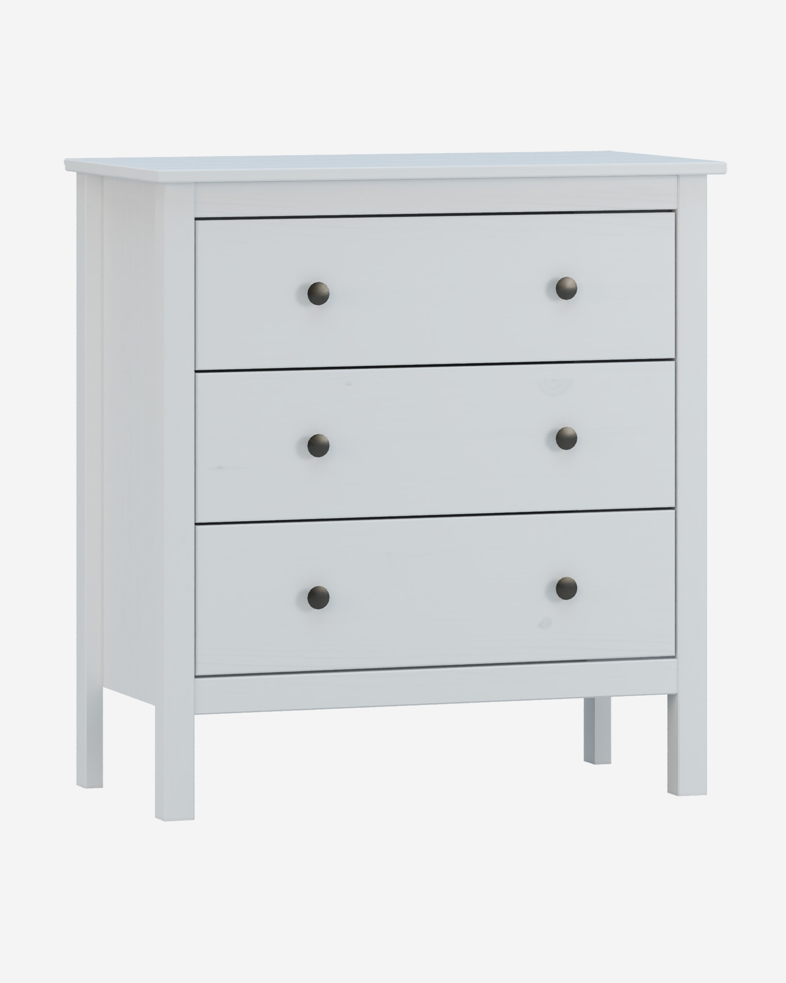 Cómoda de 3 Cajones - Madera Maciza - Dimensiones: 81x77x40cm - en Color Miel-Roble