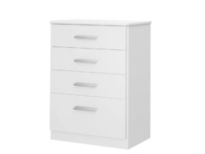 Comoda para Dormitorio 4 cajones, Blanco Snow, 86x61x38