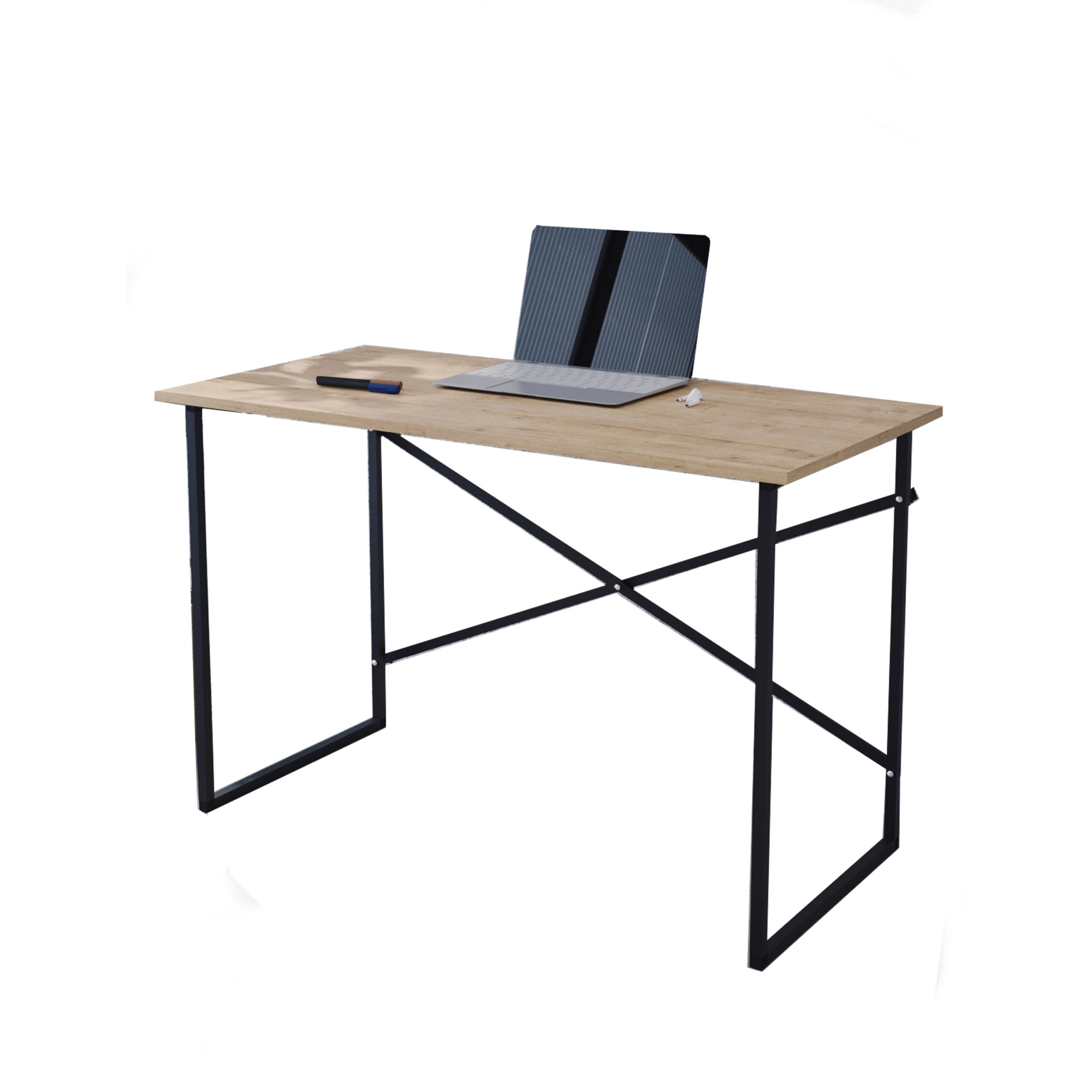Mesa Escritorio para despacho u Oficina en casa de Estilo Industrial con Estructura de Acero (Ancho 90 cm)