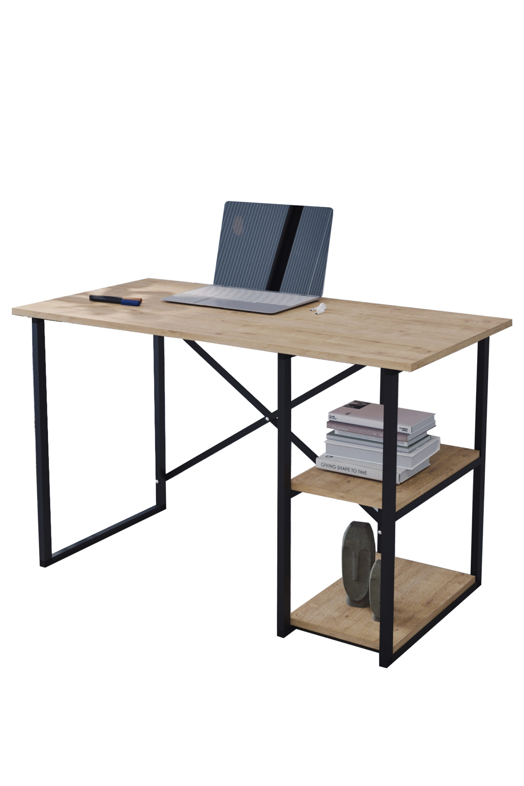 Mesa Escritorio para despacho u Oficina en casa de Estilo Industrial con Estructura de Acero (Ancho 90 cm)
