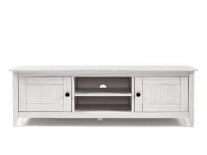 Mesa TV , 2 Puertas 2 Huecos, 45x140x35, Blanco Abierto