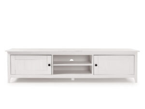 Mesa TV , 2 Puertas 2 Huecos, 45x180x35, Blanco Abierto (Grande)