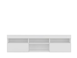 Moderno Mueble para TV Blanco Snow, con Espacios Abiertos y Cerrados, 4 Huecos y 2 Puertas