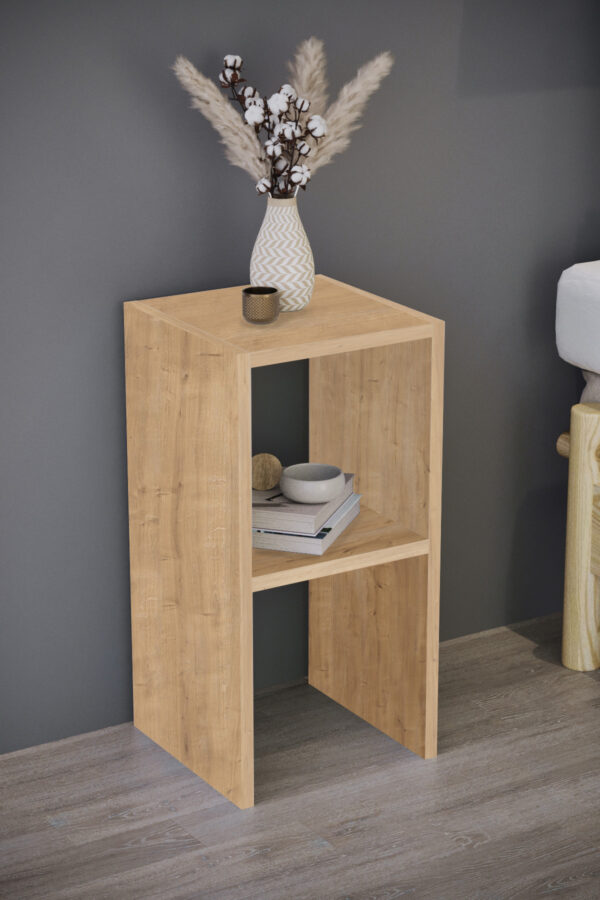 Mesa auxiliar 2 estantes roble - Imagen 2